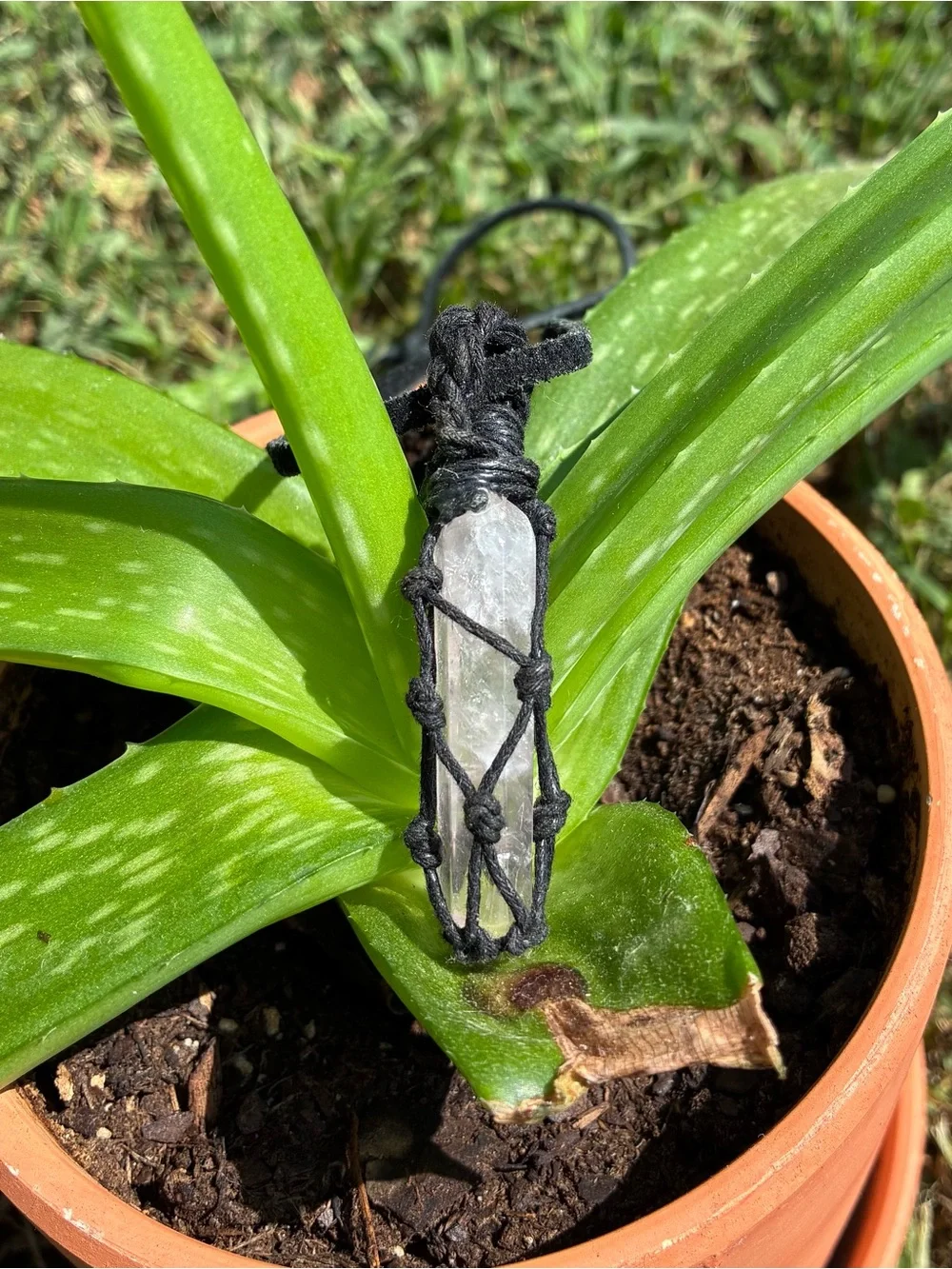 Handmade Black Cord Rose Quartz Pendant Necklace